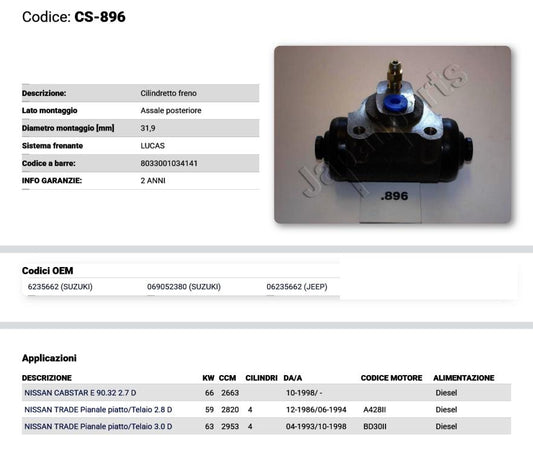 NISSAN cilindretto freno posteriore